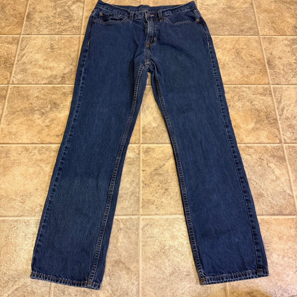 Old Navy Mens Straight Leg Dark‎ Wash Denim Jeans 34x34 Blue Cotton 30 Inseam